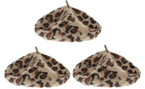 VALICLUD 3stücke Damen Baskenmütze Im Leopardenmuster Modischer Französischer Hut Für Herbst Und Winter Atmungsaktiv Und Bequem Beret Für Vielseitige Outfits