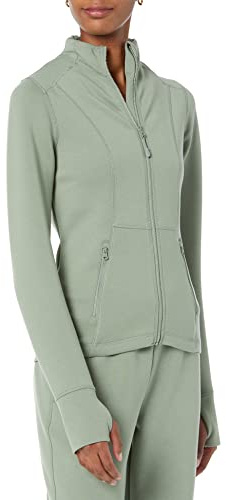 Amazon Essentials Women's Active Sweat Zip Through Jacket, Sage Green, L