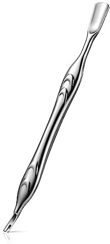 FERYES Nagelhautschieber mit Gabel, 2 in 1 Nagelhautschneider Nagelpflege Werkzeug, Edelstahl Nagelhautentferner Werkzeug für Maniküre und Pediküre - Silber
