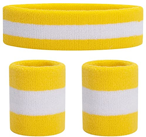 ONUPGO Schweißbänder Set Stirnband Armbänder Neon Sport Fitness 80er Kostüme Zubehör 80er Workout Outfit für Männer Frauen