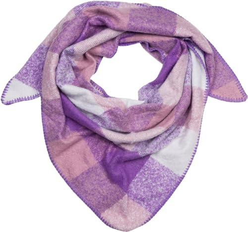 styleBREAKER Dam XXL Web trekantig halsduk med färgglatt rutmönster, triangulär duk, rutig, vinterhalsduk varm mjuk, duk 01020050, Syren-mauve-vit, En Storlek