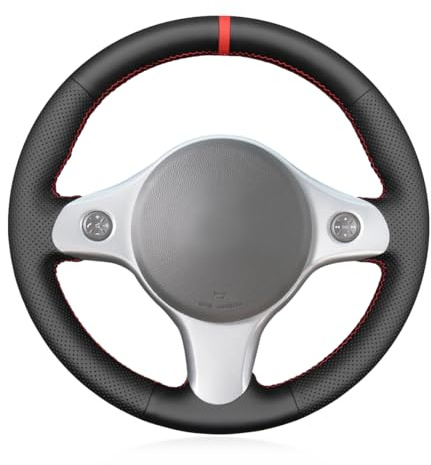 MEWANT Handstich - Coprivolante fai da te in ecopelle nera per Alfa Romeo 159 2006-2012/Brera 2006-2011/Spider 2006