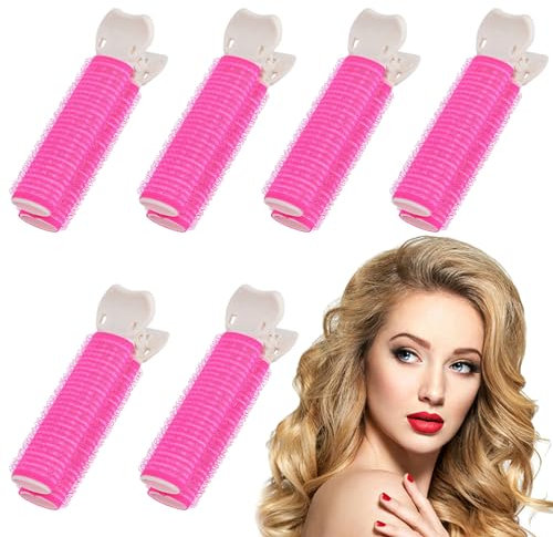 6Pcs Natural Fluffy Hair Volumizing Clip Useful Helpful Hair Curlers Rollers Clips Washable Durable Instant Hair Roller Clips Hair Velcro Rollers for Girl Women