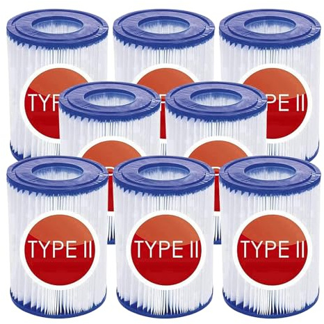 Mscomft filtres de Type 2 pour Bestway 58094, Filtre de Taille 2, Convient pour Piscine Bestway Steel Pro Frame et Piscine familiale, Filtre de Piscine Gonflable (Lot de 8)