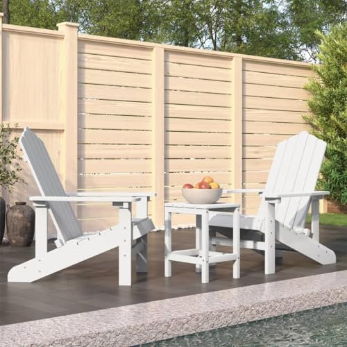 KTHLBRH Adirondack-Gartenstühle mit Tisch HDPE Weiß, Balkonstühle Freizeitstühle Outdoor-Stühle Terrassenstühle für Garten, Rasen, Terrasse