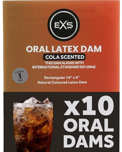EXS Oral Sex Dental Dams (Cola - 10 Pack) Ultra-Thin Scented Oral Barriers, 10x6, Vegan - NHS Approved Dams