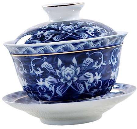 Cabilock Elegante Tazza Da Tè Cinese in Ceramica Con Coperchio E Piattino Tradizionale Servizio Da Tè Per La Cerimonia Del Tè