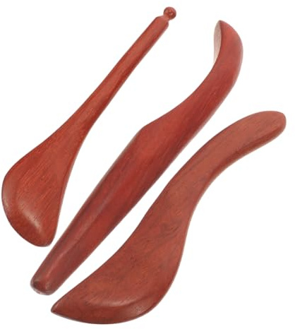 GANAZONO 3stücke Holz Gesichtsschaber Massagegerät Schabewerkzeug für Täglichen Gebrauch Vielseitig Einsetzbar Wiederverwendbar Verschleißfest mit Abgerundeten Glatten Kanten