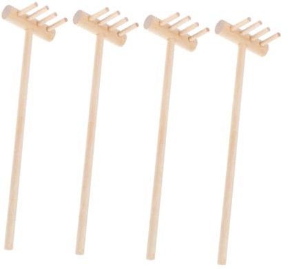 ERINGOGO 4piezas Rastrillo Miniatura De Madera Herramientas De Jardín para Arenero Rastrillo para Bandeja De Jardín para Mesa De Arena y Jardinería De Escritorio