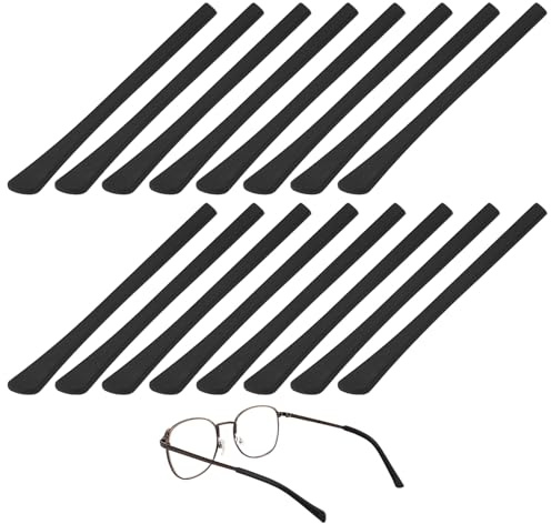 TIXIPEM 8 paia di morbidi cuscinetti auricolari in silicone, colore: nero | Antiscivolo, impugnature per occhiali, manicotto per punte delle tempie, fermi per occhiali comodi