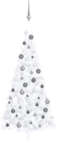 Künstlicher halbbeleuchteter Weihnachtsbaum mit Kugel Set weiß 240 cm
