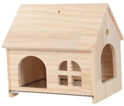 Dualoai Casa para Pájaros Refugio de Madera Cama para Loros Nido para Dormir Y Juguete para Hámster con Estructura Sólida Adecuado para de Periqu, 20.7 X 15 X 20 Cm