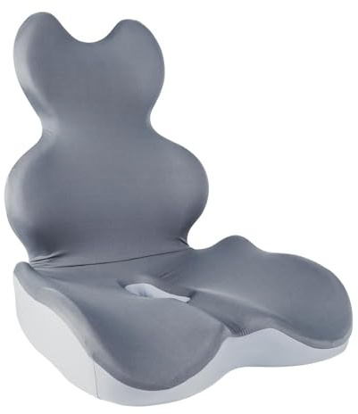 gresonic Coussin Ergonomique de siège en Mousse mémoire, pour Le Bureau, la Voiture, Les chaises de Jeux et de Salle à Manger (Version allongée Gris)