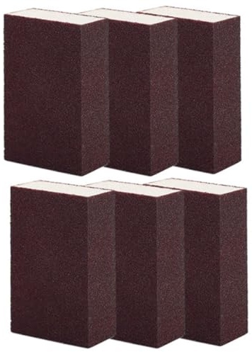 BUGUUYO Lot de 6 Éponges à Poncer en Émeri Haute Densité 10X7X25 CM Blocs Abrasifs Réutilisables Cuisine Nettoyage de Poêles Planches à Découper et Ustensiles Résistantes à l'eau et