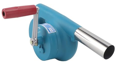 SUNGOOYUE Ventilador de Parrilla con Manivela, Potenciador Eficiente de Potencia de Fuego para Acampar y Asar Al Aire Libre, Soplador de Aire Portátil para Entusiastas de la Parrilla (Blue)