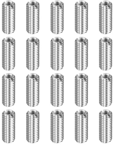 QUARKZMAN 20 Pcs Insert de Réparation de Filetage, M5 x 0.8 Mâle Vers M8 x 1.25 Femelle Filetage 20mm Longueur Écrous à Visser en Acier Inoxydable 303 pour Conversion Outil Équipements