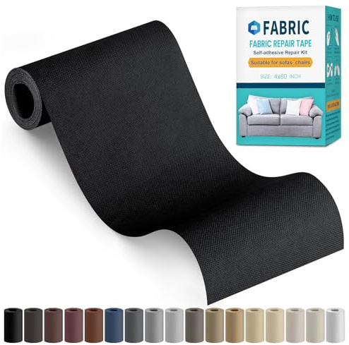 Flicken Selbstklebend Stoff, Stoff Reparatur Patches Selbstklebend Schwarz | 10x200cm Leinenstoff Textilklebeband Reparaturflicken für Sofas, Autositze, Kleidung, Kissen Burberry Schwarz