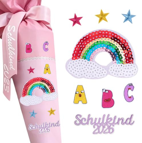 SANLIUSANJIU Schultüte Aufnäher, Einschulung Patches Bügelbild für Schultüte Schulranzen Kleidung