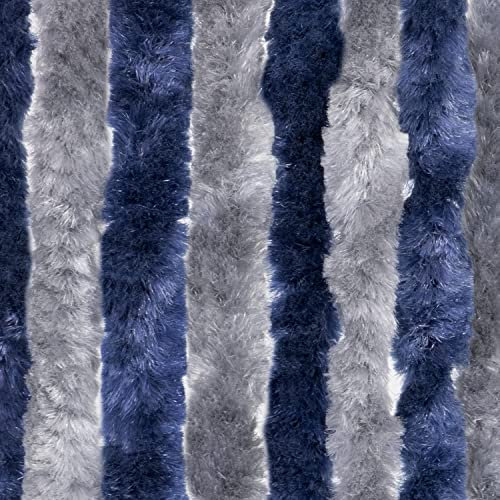 Moritz Flauschvorhang aus Chenille 56 x 185 cm blau grau Türvorhang als Fliegenschutz Insektenschutz für Camping Wohnwagen