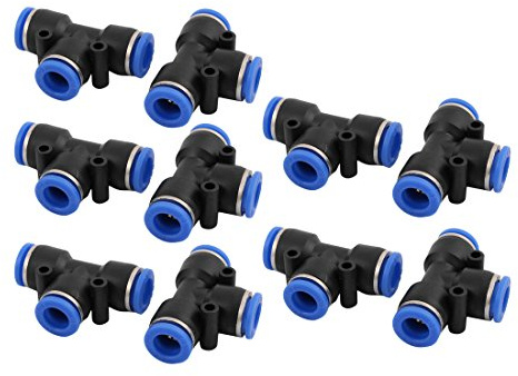 uxcell® 10Pcs 10mm Dia T Type 3 Ways Tube Hose Pneumatic Air Quick Fitting Push in Connector