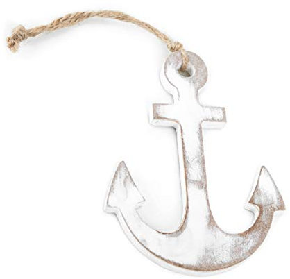 Deko-Anker zum Aufhängen: Maritime Deko aus Holz, Wanddeko Maritim, Meeres-Dekoration Badezimmer & Wohnzimmer, Meer, Strand, Sommer, Wandbild Bad, Maritimdeko Innen, Schiffsanker, 12 x 9 x 1 cm