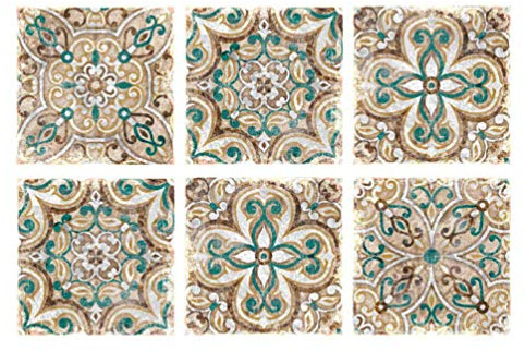 HEALLILY Adesivi Per Piastrelle Marocchini 20X20Cm 10 Pezzi Rimovibili Impermeabili Antiscivolo Adesivi Murali Per Bagno Cucina Decorazione Casa Fai Da Te