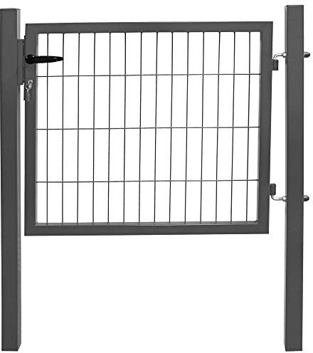 V2Aox Gartentor Gartentür Zauntür Zauntor Gartenpforte Quadratrohr Anthrazit Grün mit Schloss, Farbe/Türhöhe:Anthrazit / 80 cm