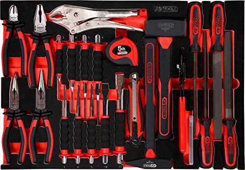 KS Tools 811.0033 Zangen- / Hammer- / und Meißel-Satz in Schaumstoffeinlage, 33-tlg