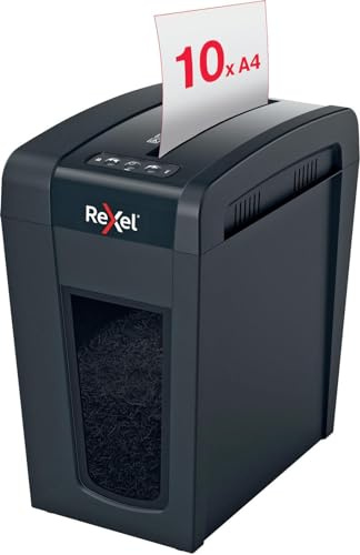 REXEL Secure X10-SL Slimline Whisper-Shred™,Distruggidocumenti Manuale11-10 Fogli A4 (70-80gr/mq),Taglio a Frammento, Livello di sicurezza P-4,per Uso Personale/Home Office,Capacità 18 Litri,2020127EU