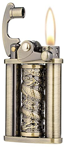 Encendedor de queroseno de gasolina giratorio con brazo basculante de llama suave (bronce)