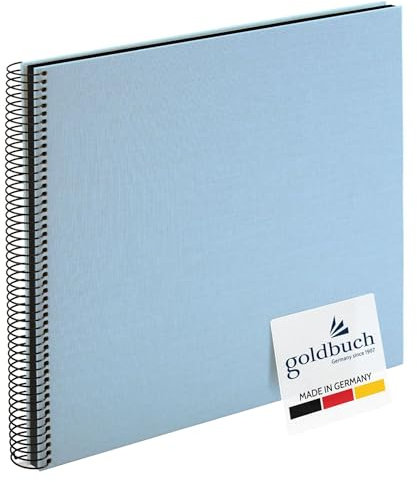 goldbuch 25 529 Bella Vista Álbum de fotos de 35 x 30 cm, álbum de fotos con 40 páginas negras, álbum de recuerdos de lino, álbum de fotos para pegar fotos y fotos, álbum de recortes, color azul cielo