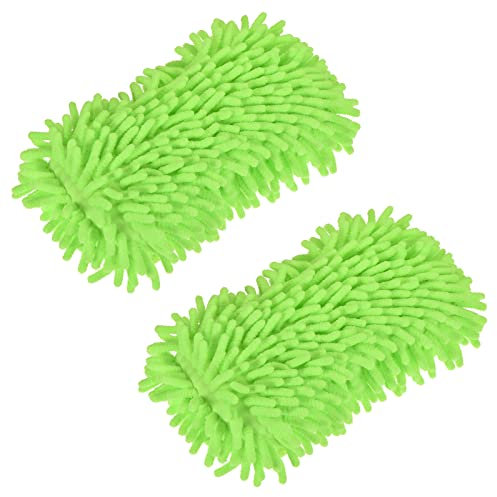 sourcing map 2 Stücke Chenille Mikrofaser Fäustling Staubtuch für Reinigung Helles Grün