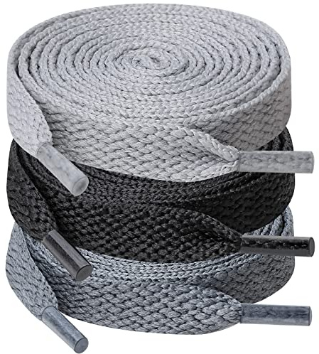 UpUGo 3 Pares de Cordones, Cordones Planos de 8 mm de Ancho Para Zapatillas Deportivas, Correr, Adultos