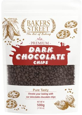 Bakers Street | Finest Belgian | Dark Chocolate Chips 500g | Premium Quality | Baking & Desserts | For Making Cakes, Muffins and all bakery products