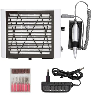 SABUIDDS 2 in 1 Nagelstaubsauger 80W, Elektrischer Nagelfräser Staubabsaugung für Nägel, Elektrisches Nagelbohrgerät mit Fräser für Gelnägel, Nagelfeile für Nagelstudio, Salon, Nageldesign