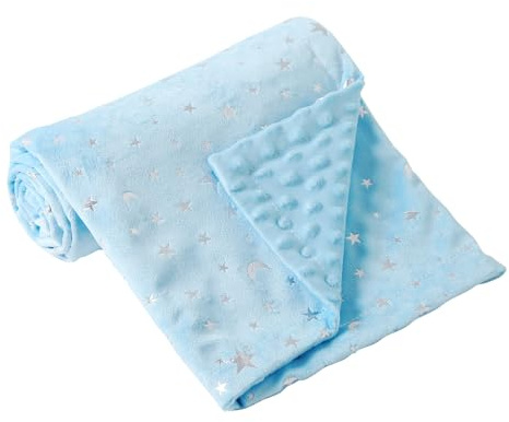 iEvolve Couvertures de lit pour Chambre de bébé Mini Couverture Double Couche Ultra Douce Couverture Couvertures de réception Cadeaux de Douche(Bluestar,110 * 150cm)