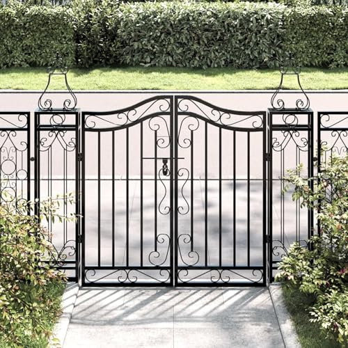 Homgoday Cancello Giardino Esterno,Cancello da Giardino Nero 121x8x100 cm in Ferro Battuto,Cancelletto Giardino Esterno，Cancello Esterno,Cancelli per Esterno，Cancello Pedonale da Esterno