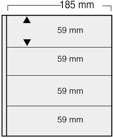 SAFE euilles 861 Variant x5 | Double Face avec Support Noir | 4 Bandes 59×185 mm | pour FDC, Blocs, Cartes Postales | Compatible classeurs 11 Anneaux