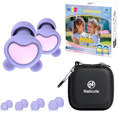 Kids Ear Plugs (6-12 yrs) -Reusable Noise Sensitivity Earplugs for Focus, Travel, Concerts, Socializing, Sports Events, Sleep, 8 Tips in XS/S/M/L -26dB Sound Proof Children Hearing Protection, PLPK