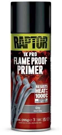 U-POL RAPTOR Flameproof | ignifugo | resistente al calore fino a 1000 °C | Vernice spray termica | Protezione per scarico, motore e collettore di scarico dalla ruggine | asciugatura rapida (primer