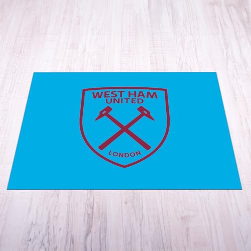 Licensed Décor West Ham United FC – Kleine Vinyl-Bodenmatte, 70 cm (B) x 100 cm (H), Weinrot Wappen auf Blau
