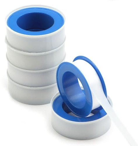 6 Rolls PTFE Tape White Plumbers Tape Pipe Slealant Tape Waterproof Thread Tape for Bathroom Kitchen Garden Leaking Pipe Sealing in Pipe Threads Leaks (10m x 12mm x 0.075mm)