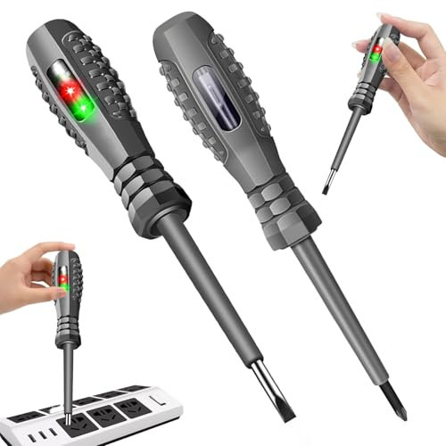 2-in-1-Schraubendreher mit Starkem Drehmoment und Magnet,2 Stück Spannungsprüfer Schraubendreher,Phasenprüfer Schraubendreher,Elektriker Schraubendreher,Stromprüfer Schraubendreher Prüfschraubendreher