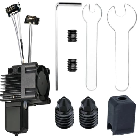 JUUPINE new all-in-one P1P/P1S dedicated hot end kit (with fan) for Bambu lab P1S/P1P 3D printer print head with cooling fan kit (including silicone socks & 2 pieces of 0.4mm hardened steel nozzles)