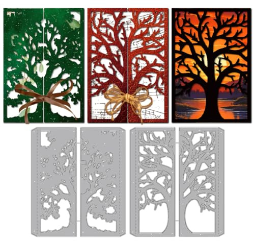 MAYJOYDIY Baumrahmen Stanzformen Zum Basteln von Karten Faltbare Bäume Karten Metall Stanzformen Bäume Blätter Zweige Stanzschablone Für Scrapbooking Bastelpapier Geburtstagskarten Geschenkdekoration