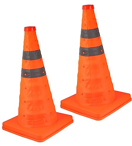 FELTECHELECTR 2 Stück Faltbare Verkehrsleitkegel 45cm aus Strapazierfähigem Pp mit Reflektierenden Streifen Platzsparend für Fußballtraining im Außenbereich