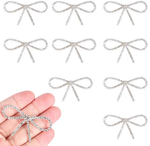 10PCS Bow Brooch Pin, Diamond Rhinestone Bow Glass Flash Brooch Suit Dress Pin Hair Accessories for Daily Wear Parties Weddings