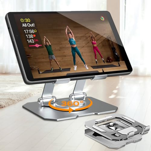 360° Rotatable Tablet Stand, Foldable Adjustable Portable Phone/iPad/Laptop stand with Ventilated Back Panel for Home Office, Study, Bed, Perfect for Students, Wokers, Designers (for 4-15.6 inches)