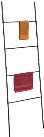 Relaxdays Handtuchleiter, 4 Sprossen, Handtücher & Kleidung, HxB: 171 x 55 cm, Metall, Badezimmer, Wäscheleiter, schwarz