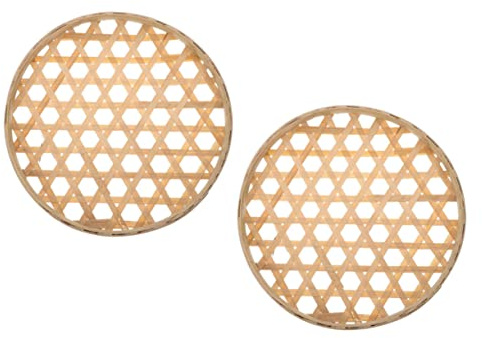 Gatuida 2pièces Lot De Paniers Tissés Bambou Tamis Ronds Bambou Passoires Pour Organiser Et Présenter Vos Aliments